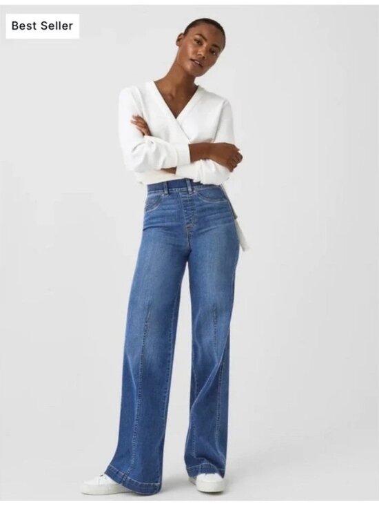 SPANX Denim - SPANX Seamed Front Wide Leg Jeans Vintage Indigo ** Size Small